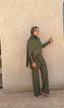 Tan through glitter dress longsleeve olive