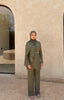 Tan through glitter dress longsleeve olive