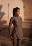 Tan through dress longsleeve mocha