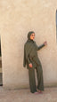 Tan through wide pants olive