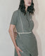 Tan through glitter dress shortsleeve olive