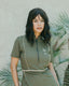 Tan through glitter dress shortsleeve olive
