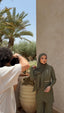 Tan through glitter dress longsleeve olive