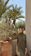 Tan through glitter dress longsleeve olive