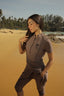 Tan through glitter dress shortsleeve mocha