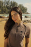 Tan through glitter dress shortsleeve mocha