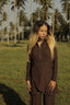 Tan through dress longsleeve hot chocolate