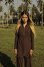 Tan through dress longsleeve hot chocolate