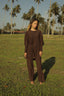 Tan through wide pants hot chocolate