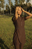 Tan through glitter dress shortsleeve hot chocolate