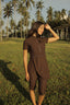 Tan through glitter dress shortsleeve hot chocolate