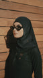 Tan through pullover hijab black (pre-order)